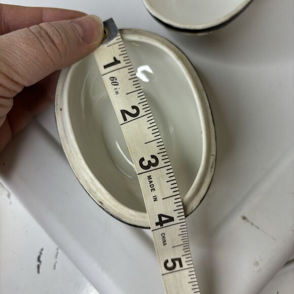 VTG Hand-Painted Porcelain China Egg Trinket Dish Floral Black Ivory "M" Japan - Picture 7 of 8